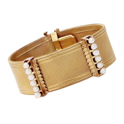 Bracelet ancien en or et ses motifs perles fines - Castafiore