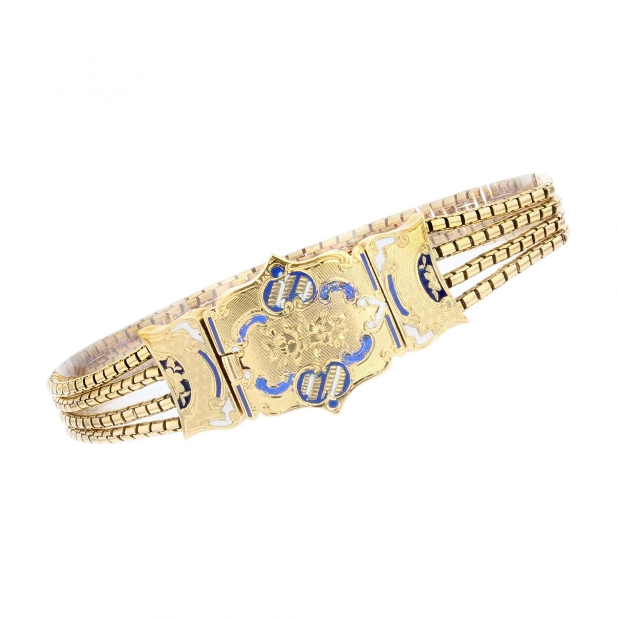 Bracelet ancien en or et son fermoir émaillé - Castafiore