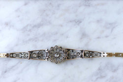 Bracelet ancien en or rose, argent, et diamants - Castafiore