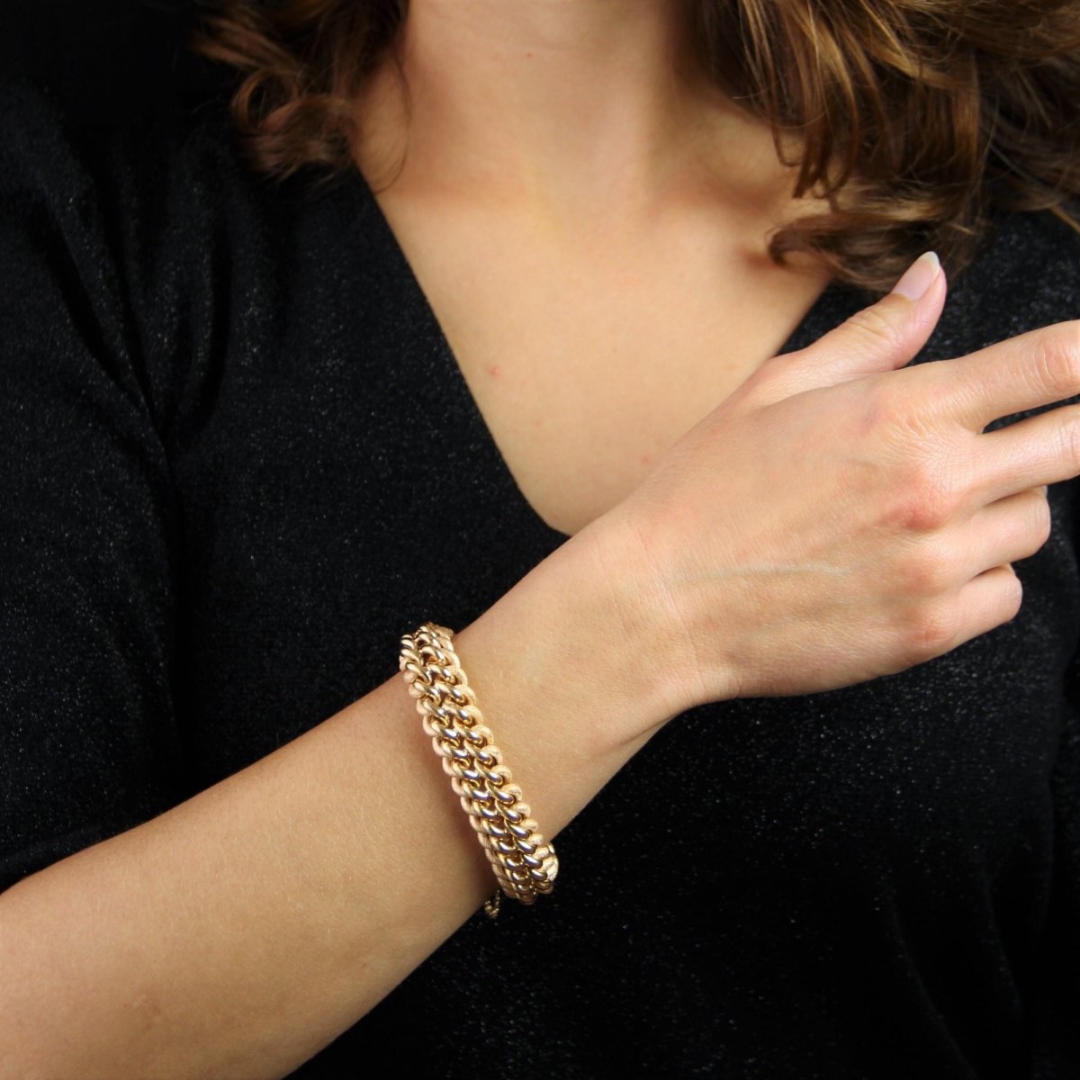 Bracelet ANCIEN Gourmette en or jaune - Castafiore