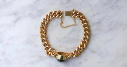 Bracelet Ancien Gourmette Or jaune et Grenat - Castafiore