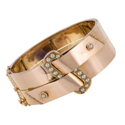 Bracelet ancien jonc ceinture perles fines - Castafiore