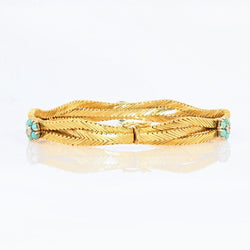 Bracelet ancien or et fleurs de turquoises et diamants - Castafiore