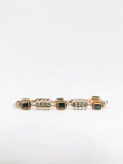 Bracelet ancien or jaune saphirs perles fines - Castafiore