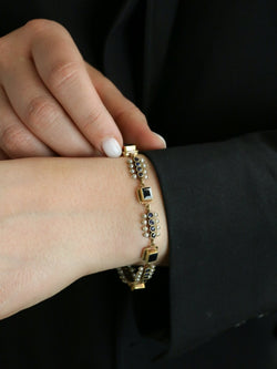 Bracelet ancien or jaune saphirs perles fines - Castafiore