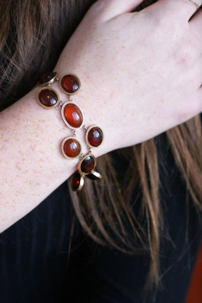 Bracelet ancien or rose et ambre - Castafiore