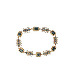 Bracelet ancien XIXe en or, saphirs et perles fines - Castafiore