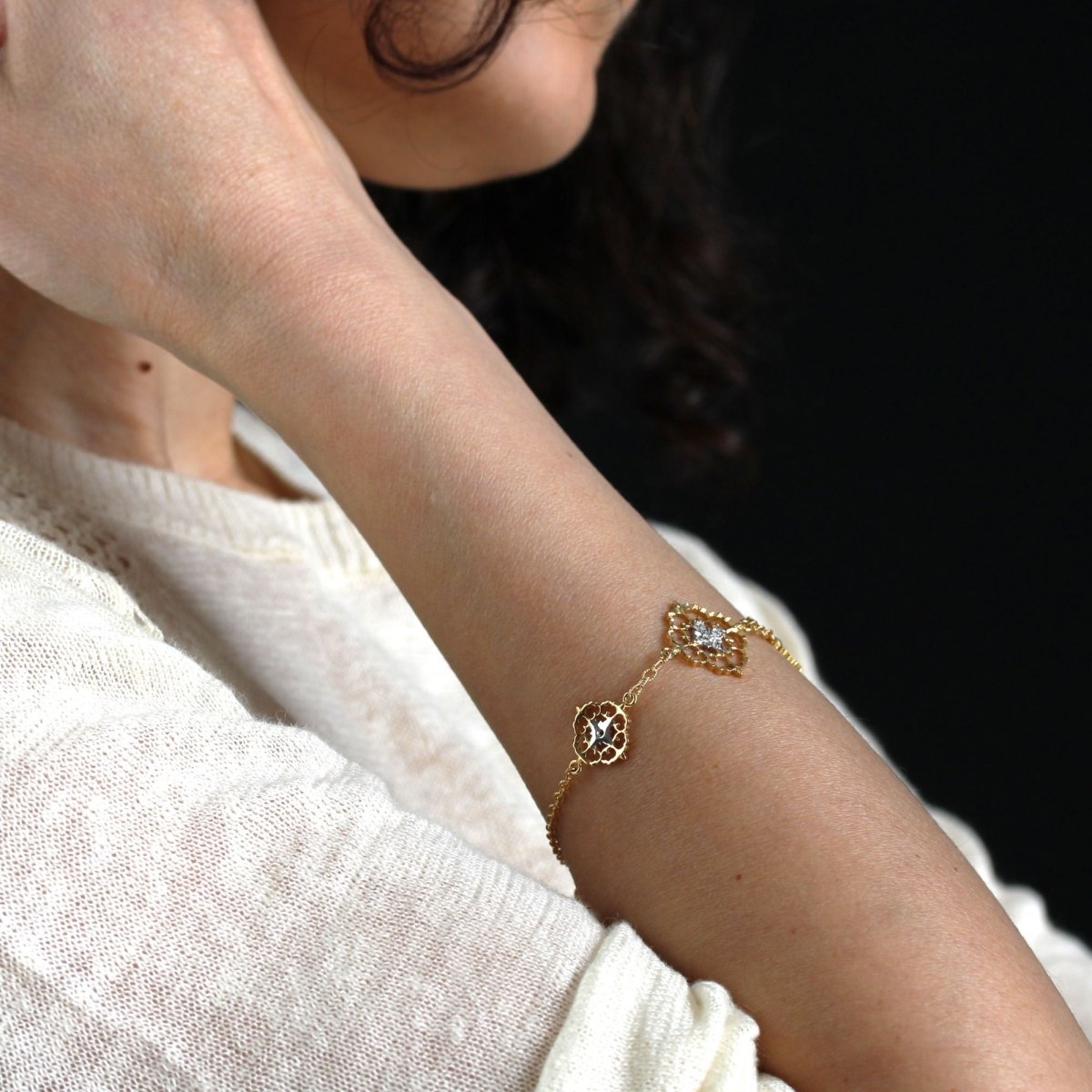 Bracelet ARABESQUES en or jaune et or blanc diamants - Castafiore