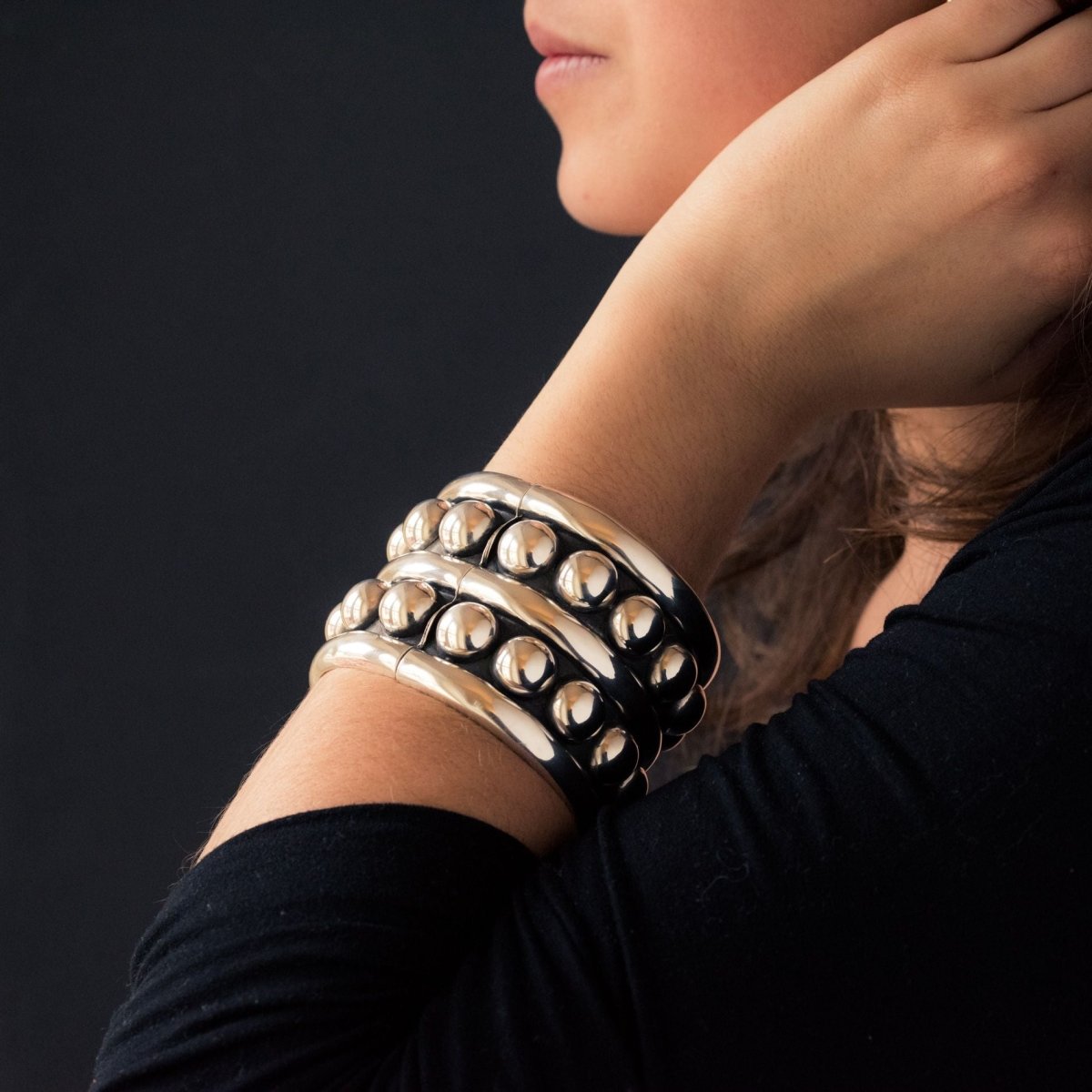 Bracelet argent manchette style Després - Castafiore