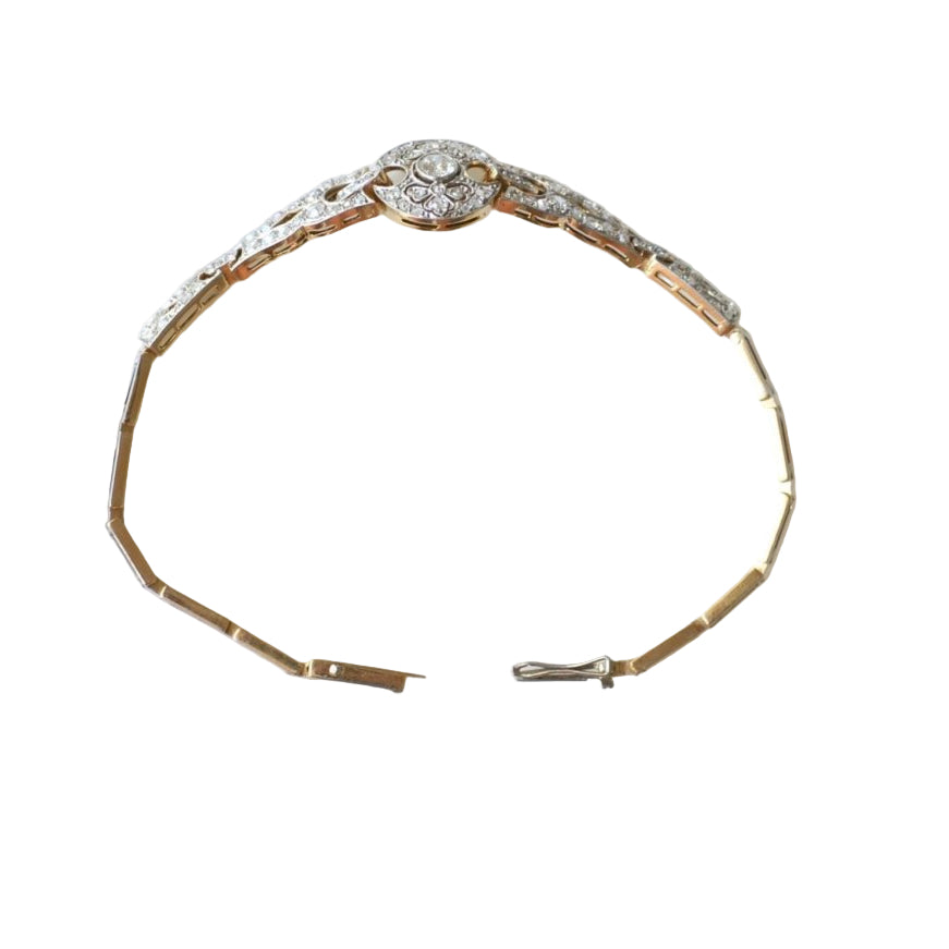 Bracelet ART DÉCO Articulé en or jaune et platine - Castafiore