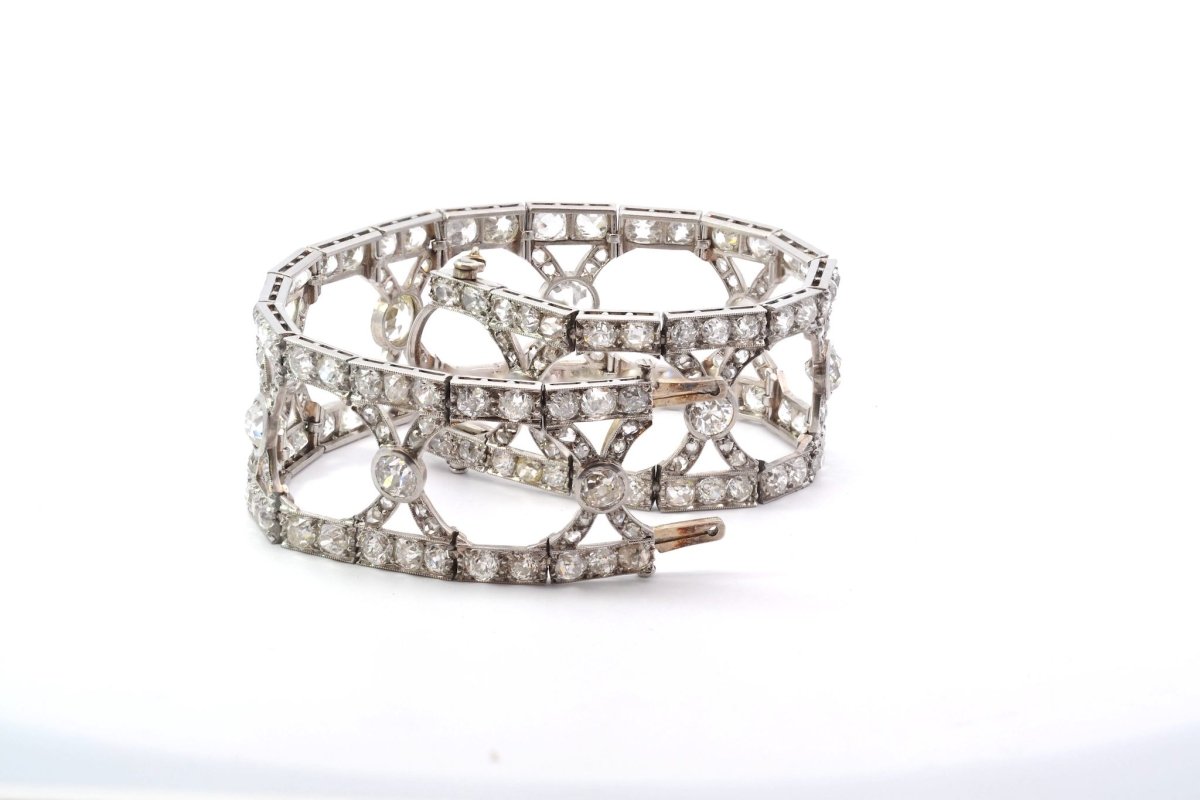 Bracelet Art Déco authentique serti de diamants d'époque 1920 - Castafiore