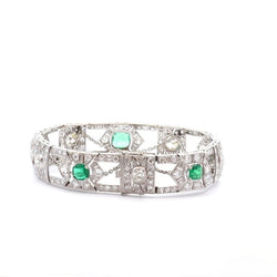 Bracelet art déco émeraudes et diamants - Castafiore