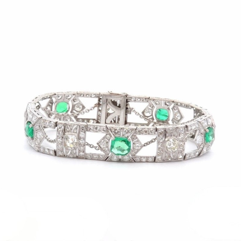 Bracelet art déco émeraudes et diamants - Castafiore
