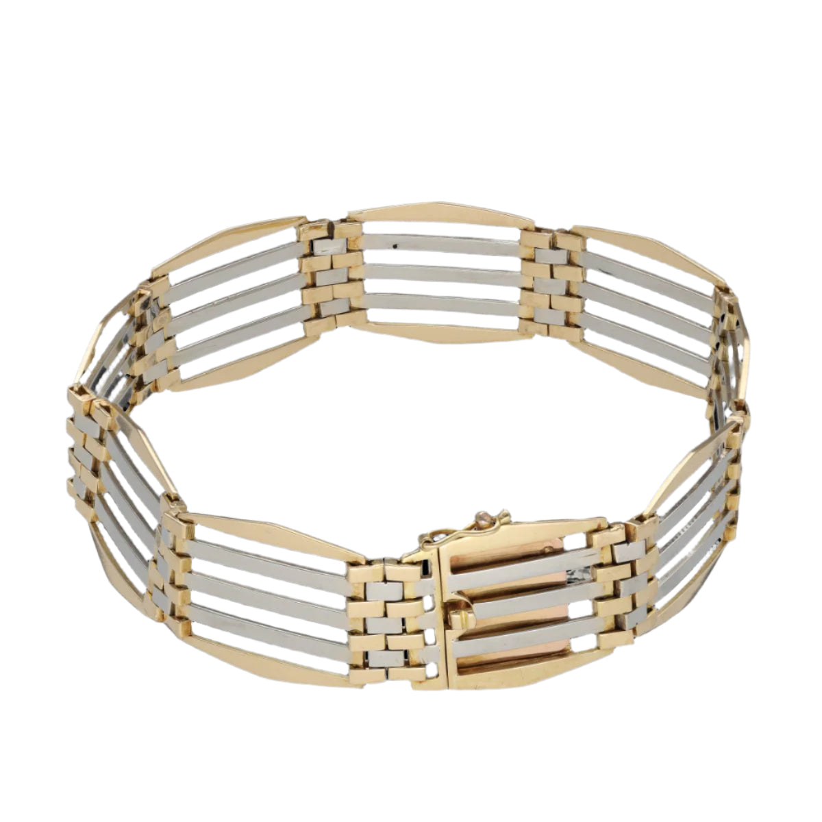 Bracelet Art Déco en or 18K (jaune & gris) – Années 1930 – 20,80 g - Castafiore