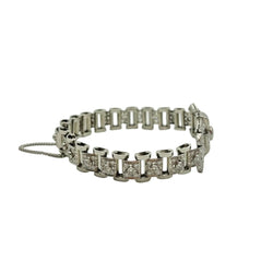 Bracelet Art Déco en or blanc et diamants - Castafiore