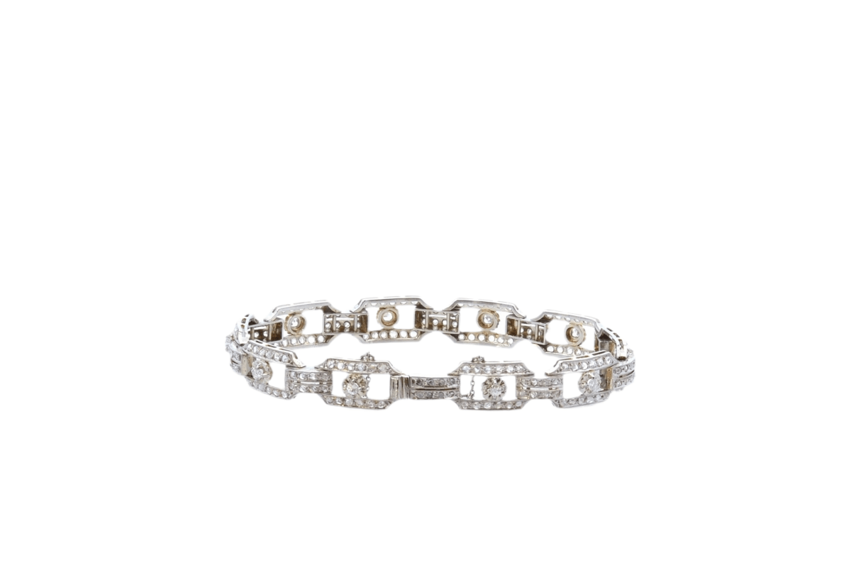 Bracelet Art déco en or blanc et diamants - Castafiore