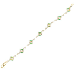 Bracelet Art Deco en or jaune, platine, perles, émeraudes et diamants - Castafiore