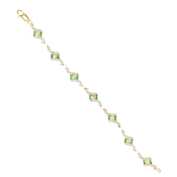 Bracelet Art Deco en or jaune, platine, perles, émeraudes et diamants - Castafiore