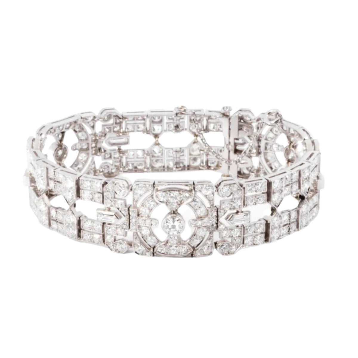 Bracelet Art Déco en platine entièrement pavé de diamant - Castafiore