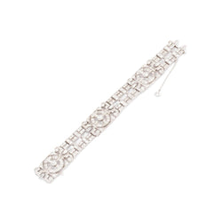 Bracelet Art Déco en platine entièrement pavé de diamant - Castafiore