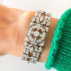 Bracelet Art Déco en platine entièrement pavé de diamant - Castafiore