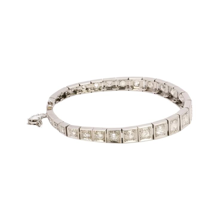 Bracelet Art - Déco en platine et diamants - Castafiore