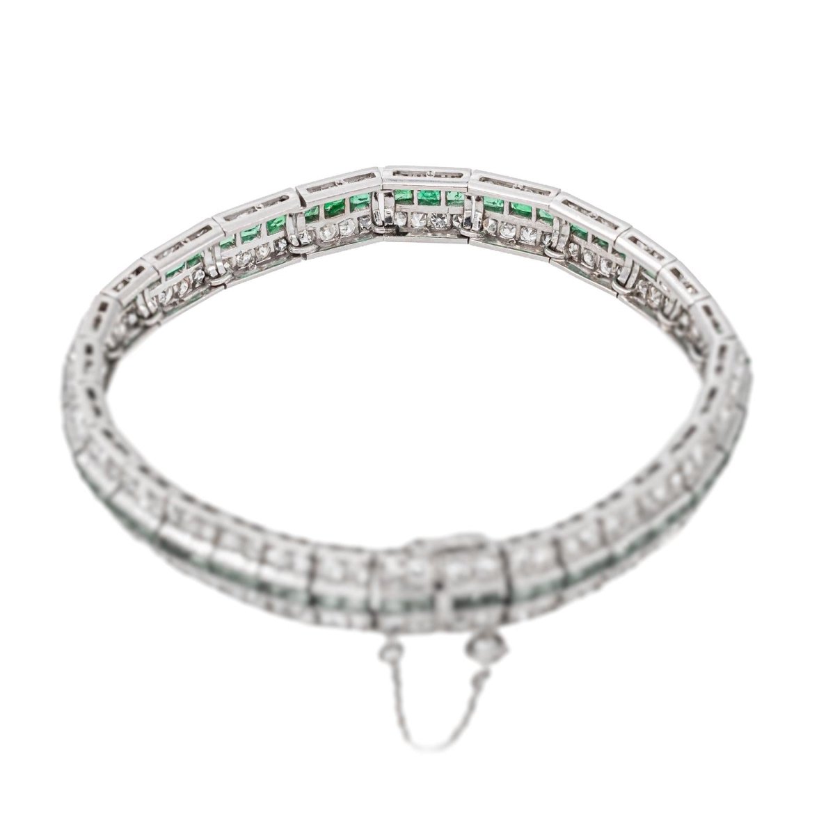 Bracelet Art déco Or blanc Emeraude - Castafiore
