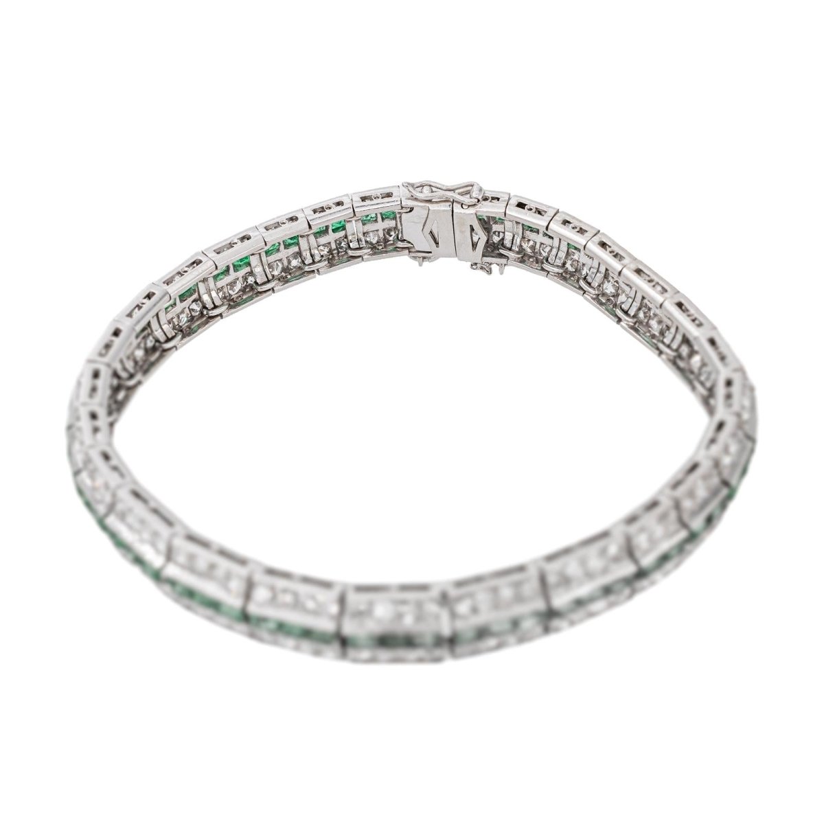 Bracelet Art déco Or blanc Emeraude - Castafiore