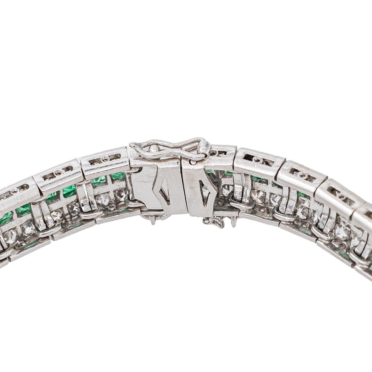 Bracelet Art déco Or blanc Emeraude - Castafiore