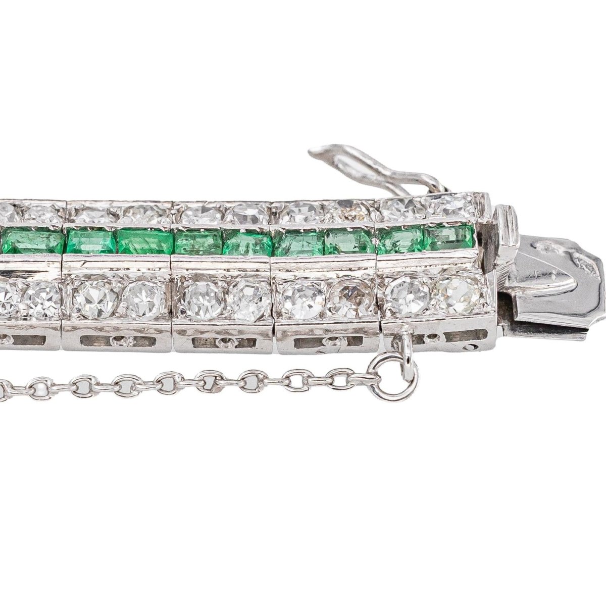 Bracelet Art déco Or blanc Emeraude - Castafiore