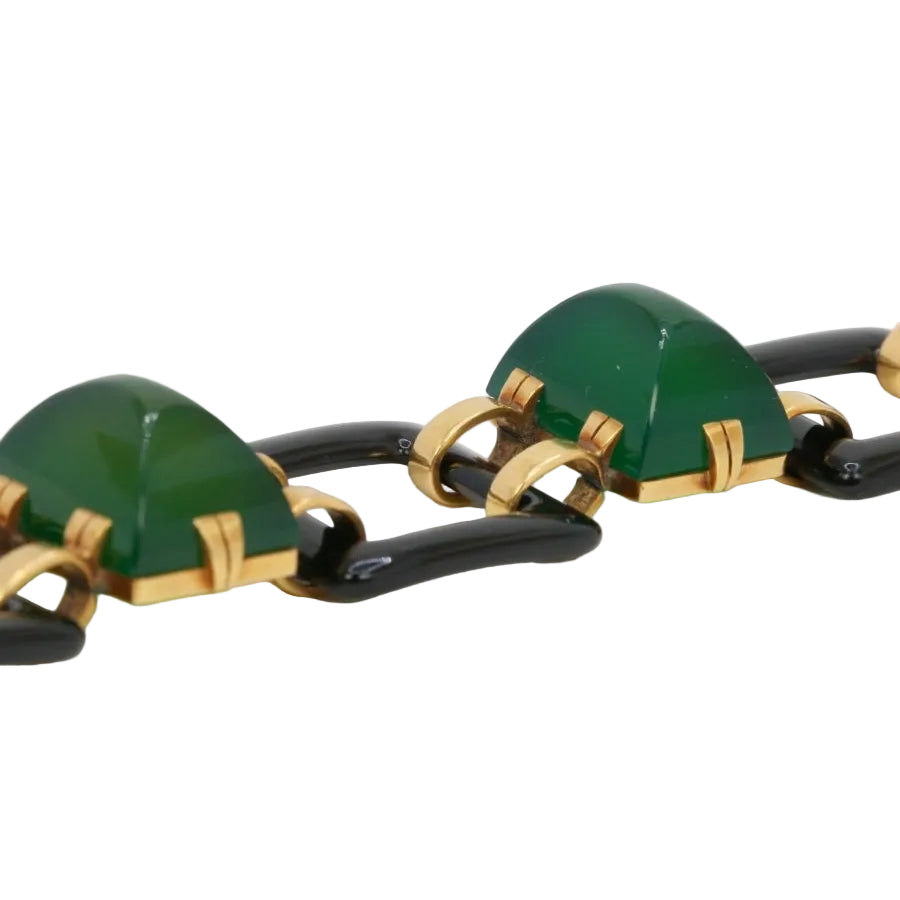 Bracelet Art - Deco or jaune onyx chrysoprase - Castafiore