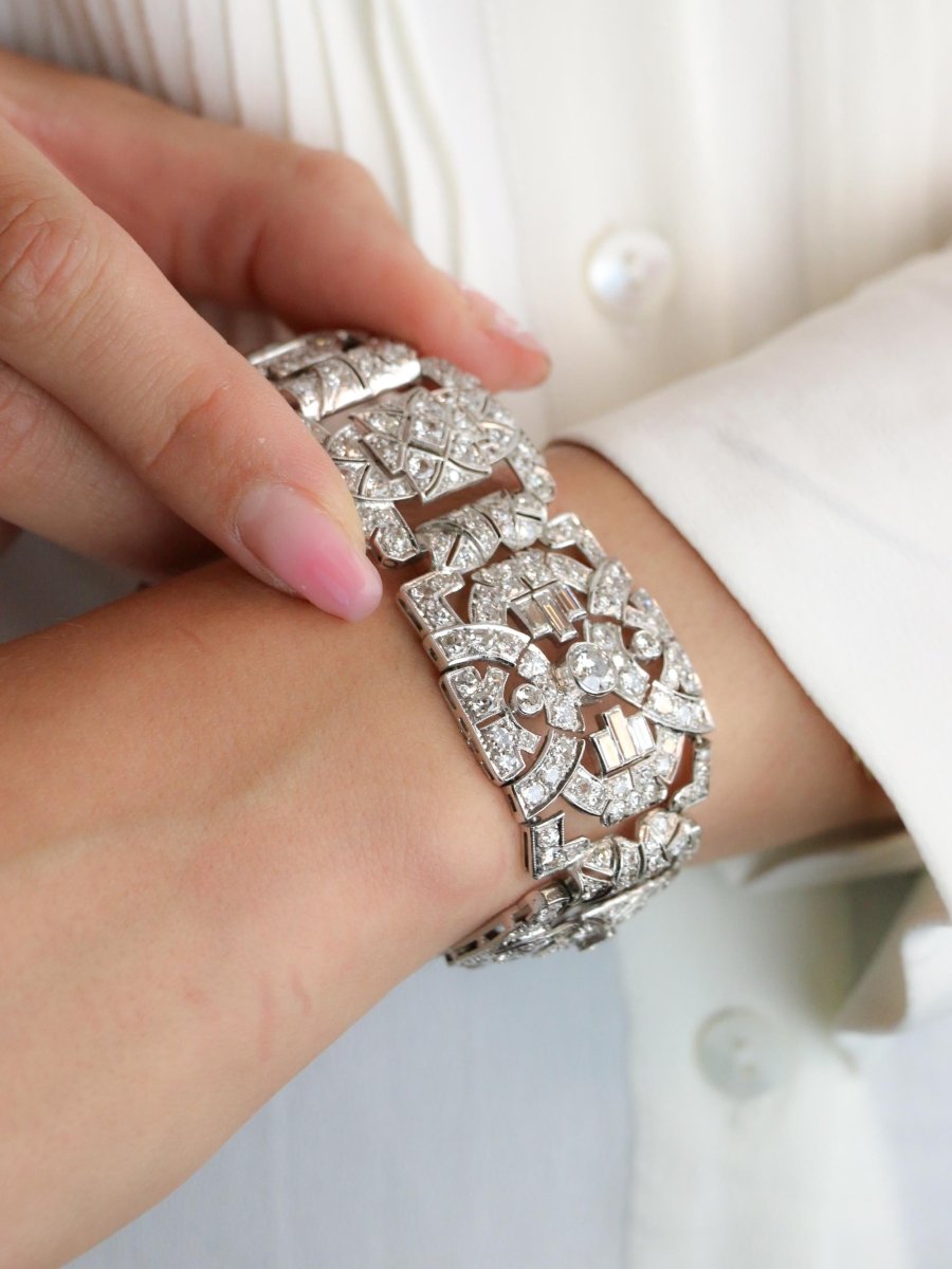 Bracelet Art Déco platine diamants - Castafiore