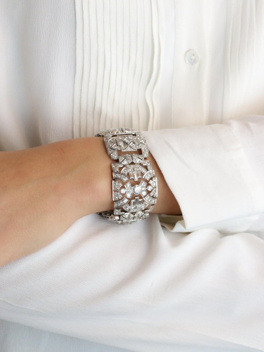 Bracelet Art Déco platine diamants - Castafiore