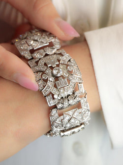 Bracelet Art Déco platine diamants - Castafiore