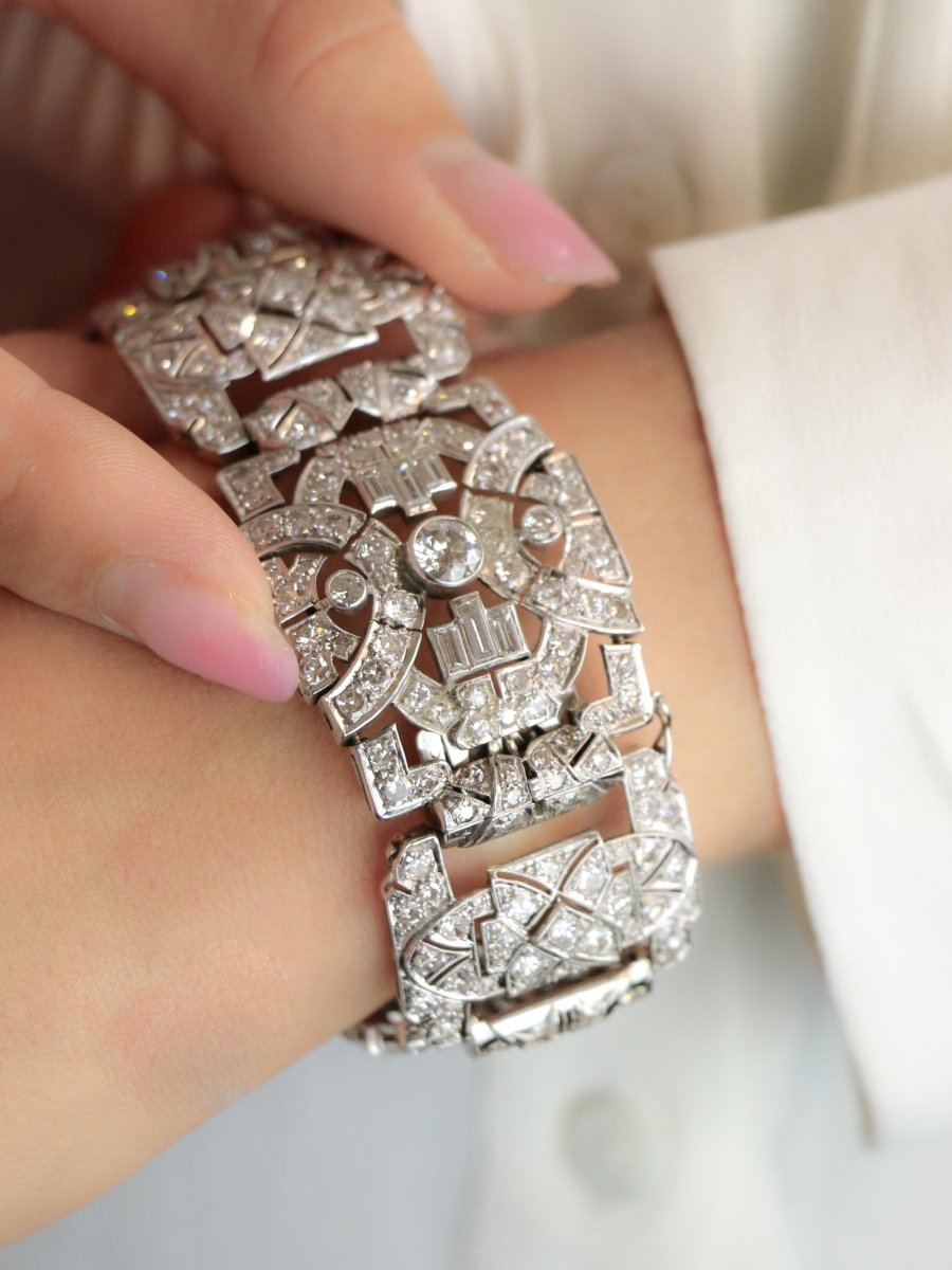 Bracelet Art Déco platine diamants - Castafiore