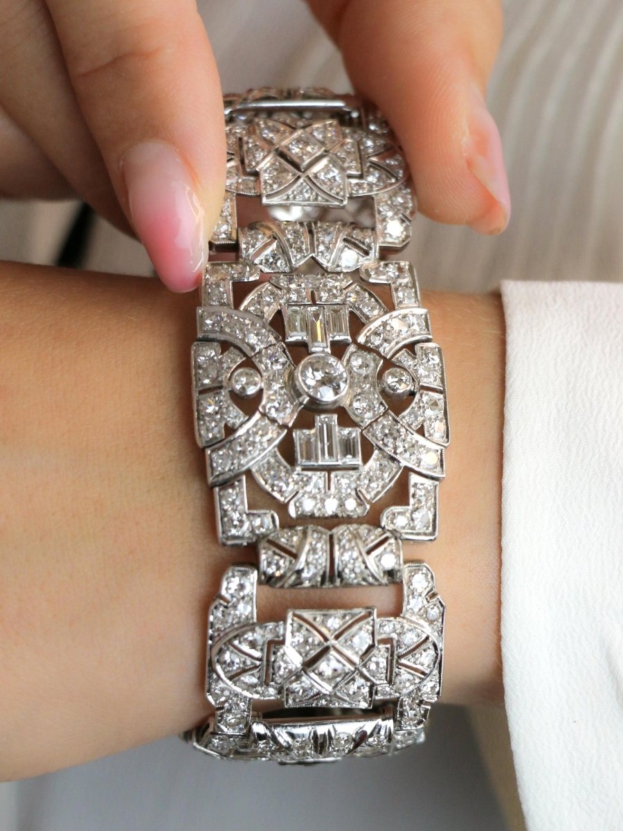 Bracelet Art Déco platine diamants - Castafiore