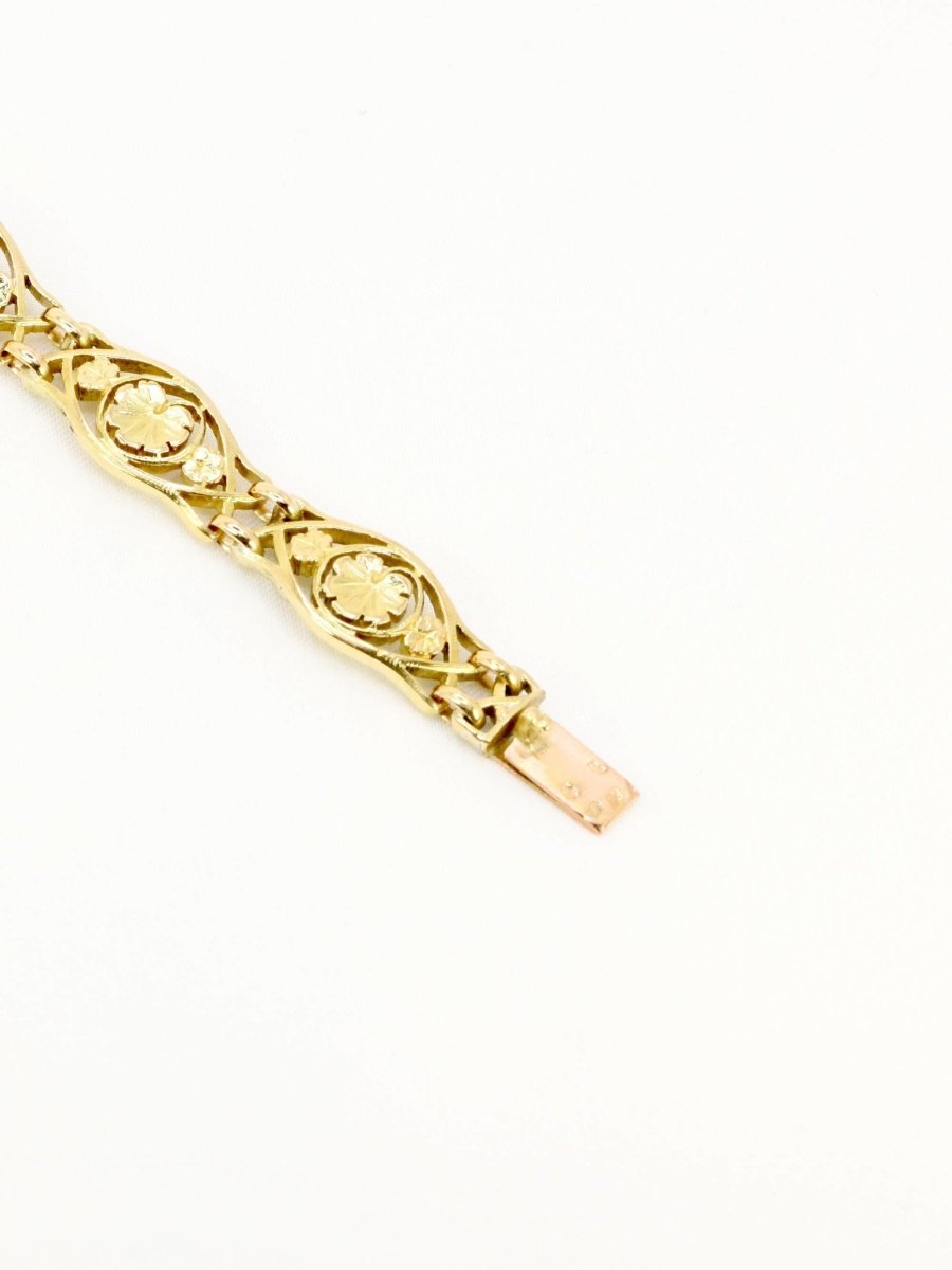 Bracelet Art Nouveau chaine or jaune maille feuille de lierre - Castafiore