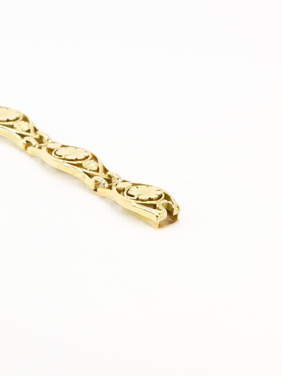Bracelet Art Nouveau chaine or jaune maille feuille de lierre - Castafiore