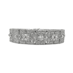 BRACELET ARTICULÉ ART DECO PALTINE ET DIAMANTS ENV. 12,50 CTS (T.18) - Castafiore