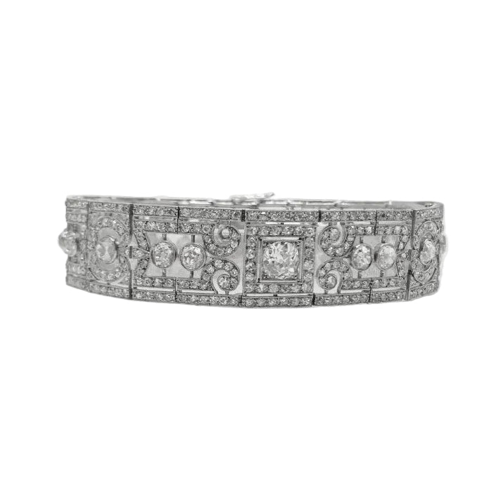 BRACELET ARTICULÉ ART DECO PALTINE ET DIAMANTS ENV. 12,50 CTS (T.18) - Castafiore