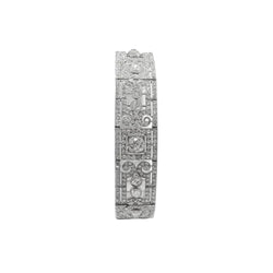 BRACELET ARTICULÉ ART DECO PALTINE ET DIAMANTS ENV. 12,50 CTS (T.18) - Castafiore