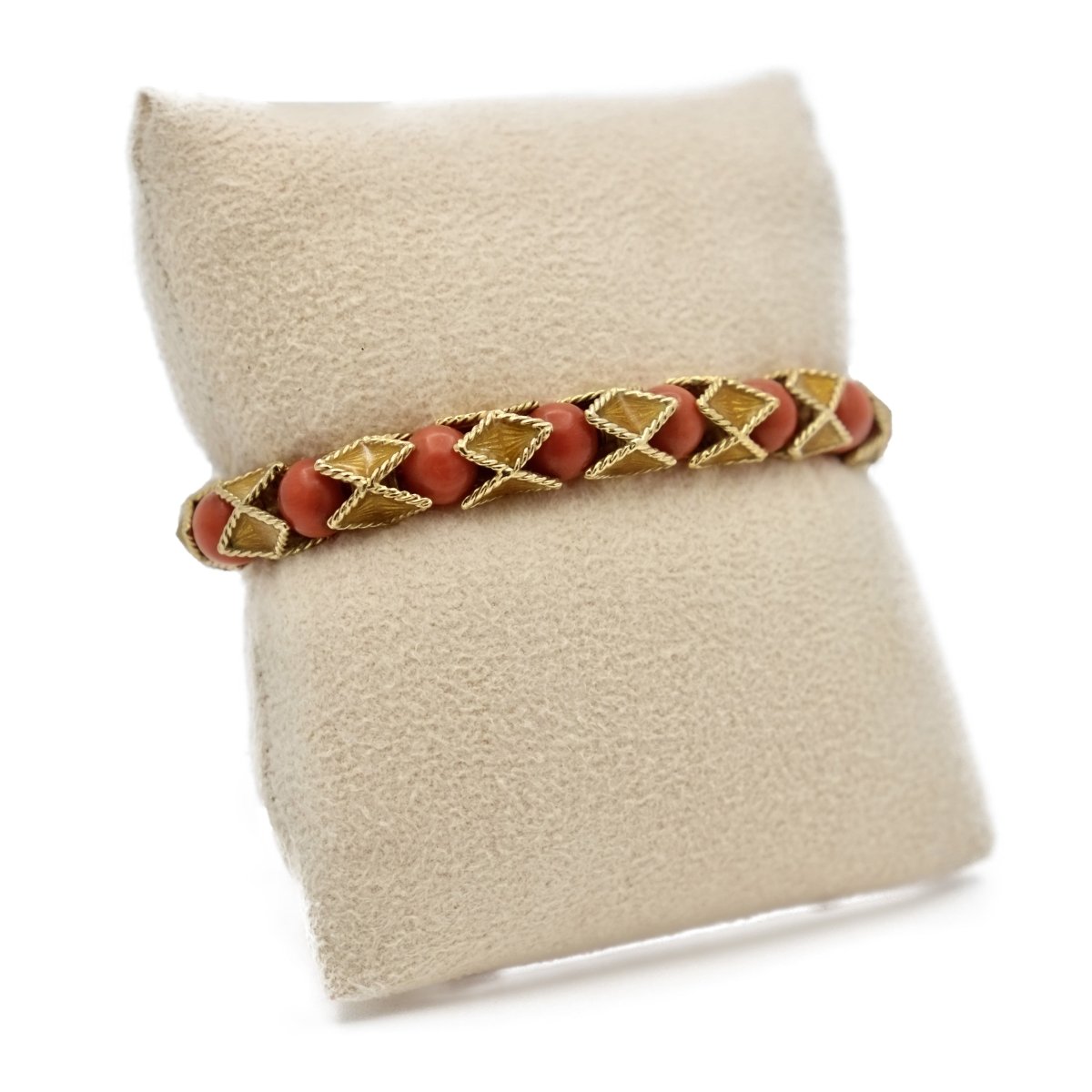 Bracelet articulé en or jaune et corail rouge - Castafiore