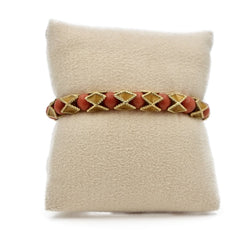 Bracelet articulé en or jaune et corail rouge - Castafiore