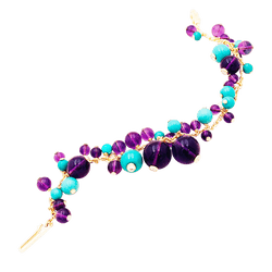 Bracelet Breloque CARTIER "Délices de Goa" en or jaune, turquoise, améthyste et diamants - Castafiore