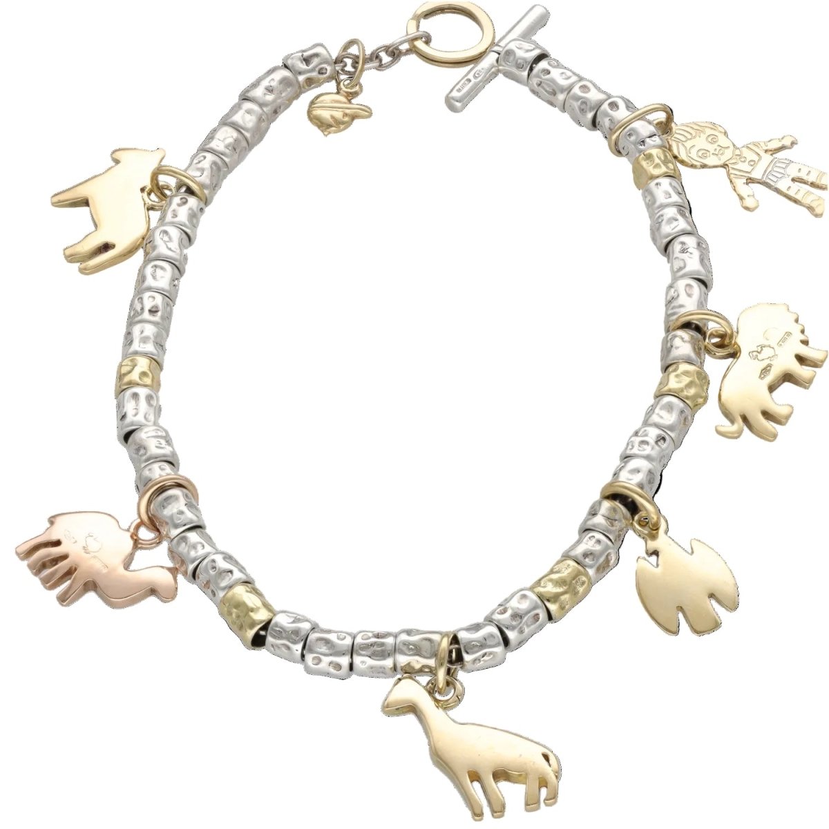 Bracelet DoDo 7 Charms - 18k White Gold & Silver - 18 cm