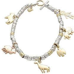 Bracelet DoDo 7 Charms - 18k White Gold & Silver - 18 cm