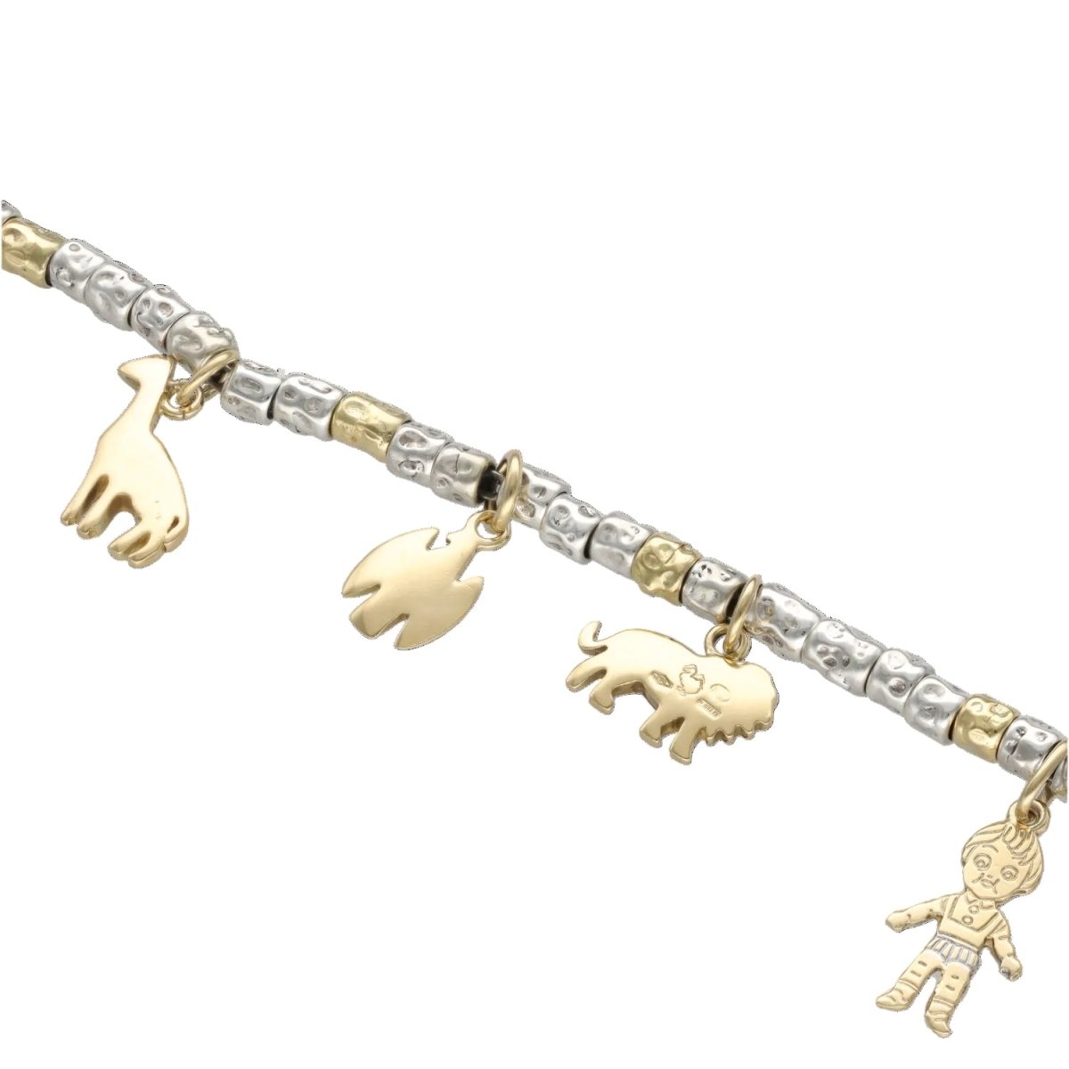 Bracelet DoDo 7 Charms - 18k White Gold & Silver - 18 cm