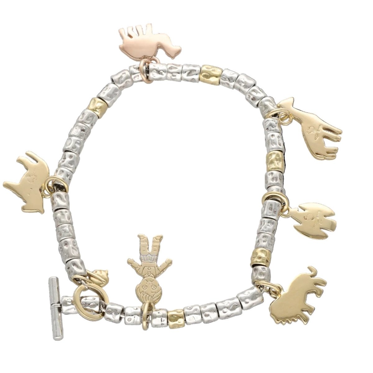Bracelet DoDo 7 Charms - 18k White Gold & Silver - 18 cm