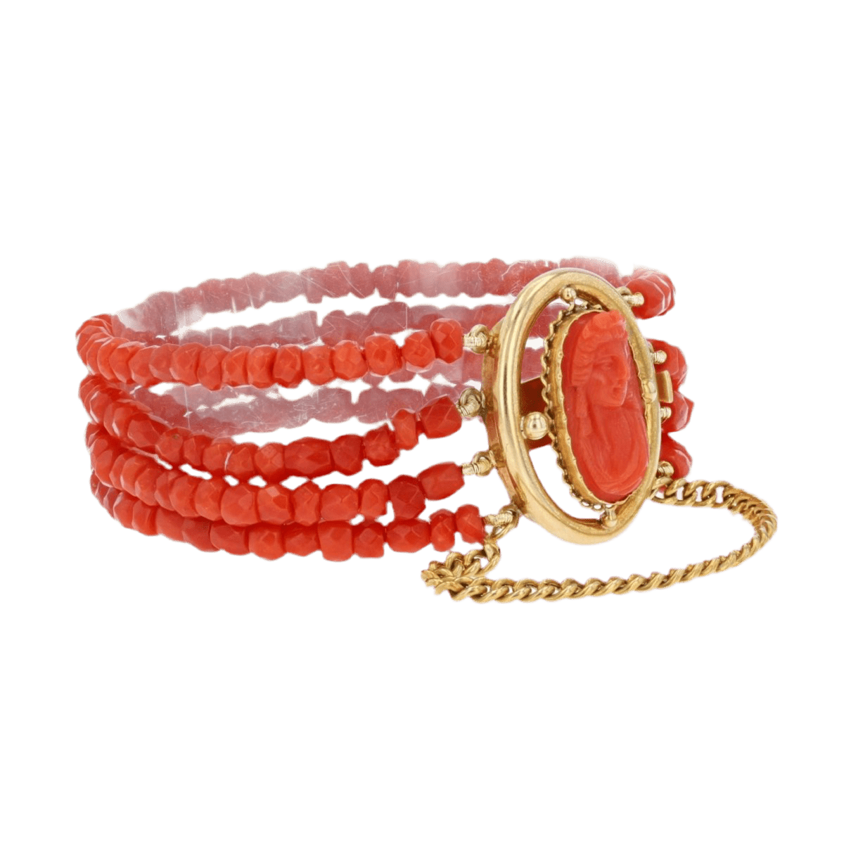 Bracelet Breloque en or jaune et corail - Castafiore