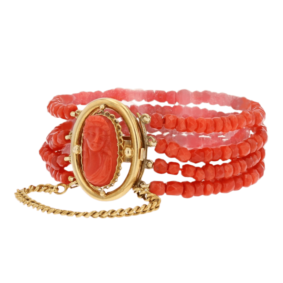 Bracelet Breloque en or jaune et corail - Castafiore